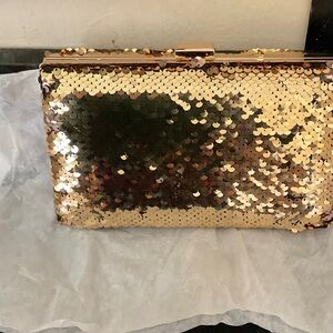 Urban Expressions Gold Sequin Top-Frame Clutch